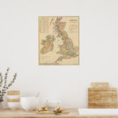 Wasserkarte, Britische Inseln Poster (Küche)