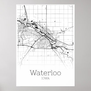 Wasserkarte - Iowa - Stadtplan Poster