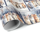 Wasserkatzen in Schneeflocken Geschenkpapier (Rolleneckpunkt)