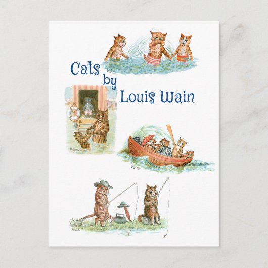 Wasserkatzen von Louis Wain Postkarte (Vorderseite)