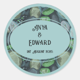 Wasserkies - Hochzeitsaufkleber Runder Aufkleber