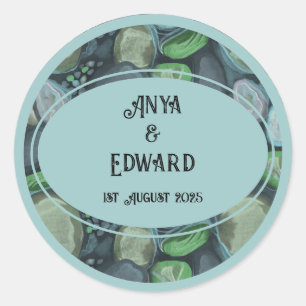 Wasserkies - Hochzeitsaufkleber Runder Aufkleber