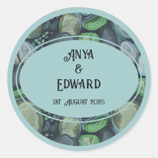Wasserkies - Hochzeitsaufkleber Runder Aufkleber (Vorderseite)