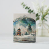 Wasserklor Snowglobe zu Weihnachten Postkarte (Stehend Vorderseite)