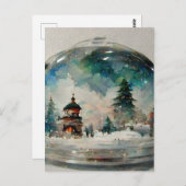 Wasserklor Snowglobe zu Weihnachten Postkarte (Vorne/Hinten)