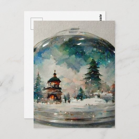 Wasserklor Snowglobe zu Weihnachten Postkarte (Vorne/Hinten)