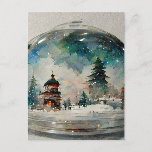 Wasserklor Snowglobe zu Weihnachten Postkarte (Vorderseite)