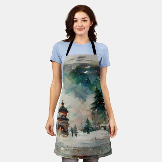 Wasserklor Snowglobe zu Weihnachten Schürze (Getragen)