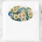 Wasserkocher mit blauer Blume Ovaler Aufkleber (Tasche)