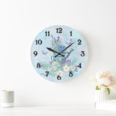 Wasserkocher mit Blume und Schmetterlingen im Somm Große Wanduhr (Zuhause)