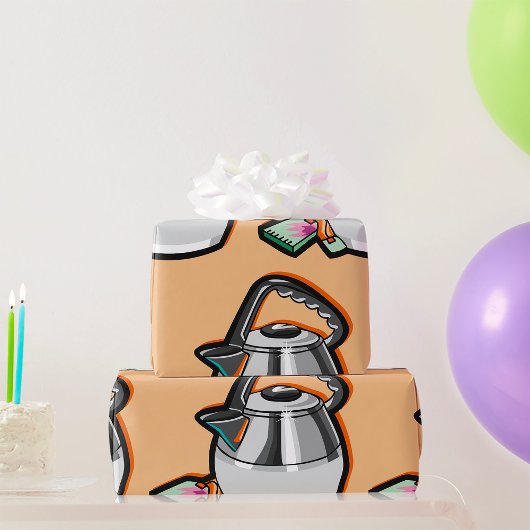 Wasserkocher mit Teebeutel Geschenkpapier