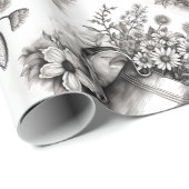 Wasserkocher, Schwarz-Weiß-Kunst, Frühlingskunst, Geschenkpapier (Rolleneckpunkt)