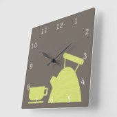 Wasserkocher und Tee-Cup Quadratische Wanduhr (Winkel)