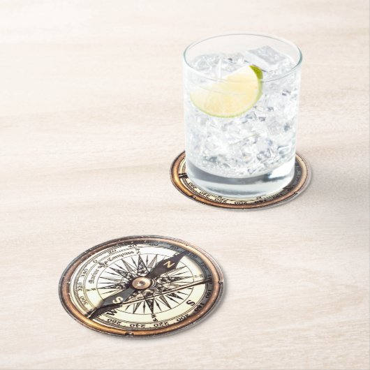 Wasserkompass Runder Pappuntersetzer (Vor Ort)