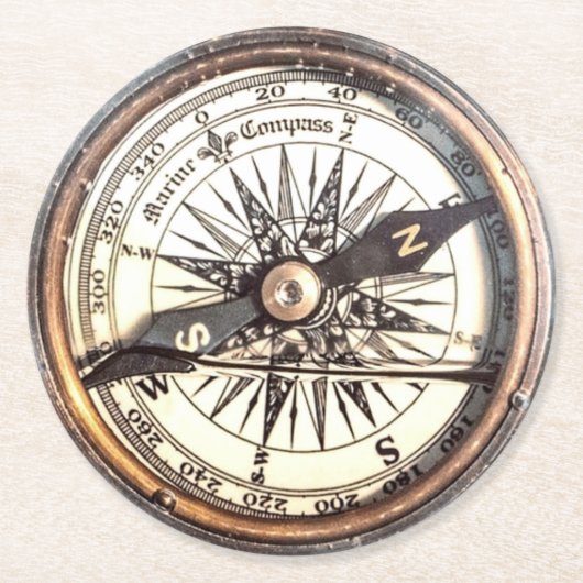 Wasserkompass Runder Pappuntersetzer (Vorderseite)