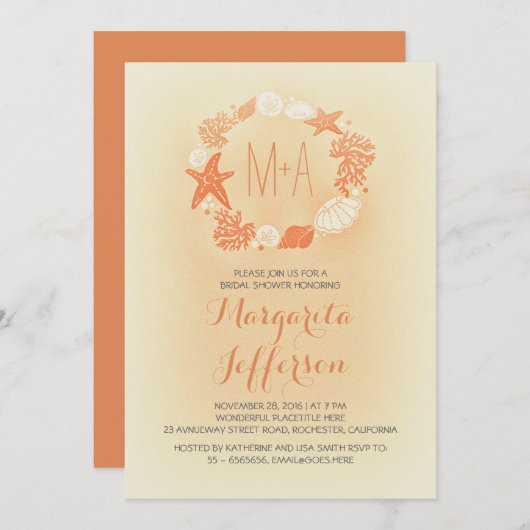 Wasserkranz-Brautdusche Einladung (Vorne/Hinten)