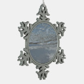 Wasserlappen auf Abstrakter Fotografie am Strand Schneeflocken Zinn-Ornament (Links)