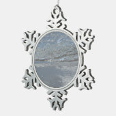 Wasserlappen auf Abstrakter Fotografie am Strand Schneeflocken Zinn-Ornament (Rechts)