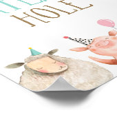 Wasserläufer Hole Farm Animals Girl Birthday Pink Poster (Ecke)