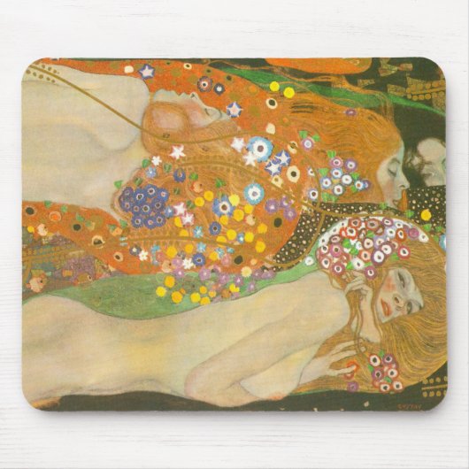 Wasserläufer II von Gustav Klimt, Jugendstil Mousepad (Vorne)