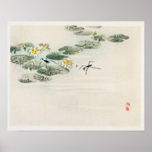 Wasserläufer in einem Lotusteich von Kōno Bairei ( Poster