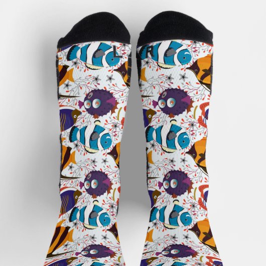 Wasserlebewesen-Muster | Ozean Unterwasserleben 44 Socken (Oben)