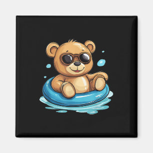Wasserliebender Teddybär in einem schwimmenden Rin Magnet