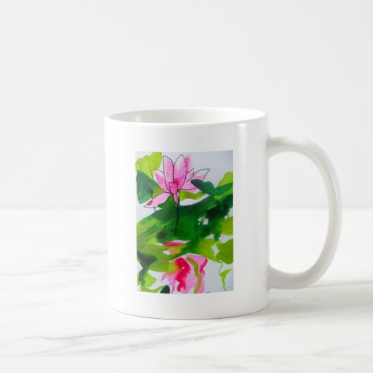 Wasserlilie abstrakte Aquarell Blume Kaffeetasse (Rechts)