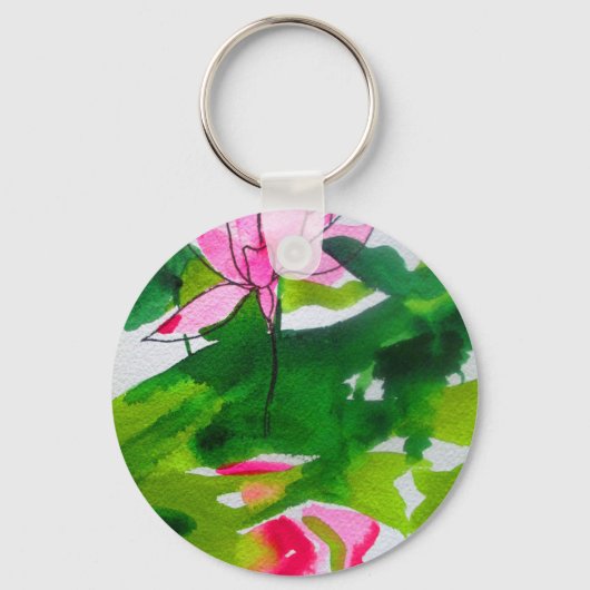 Wasserlilie abstrakte Aquarell Blume Schlüsselanhänger (Vorderseite)