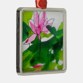 Wasserlilie abstrakte Aquarell Blume Silbernes Ornament (Rechts)