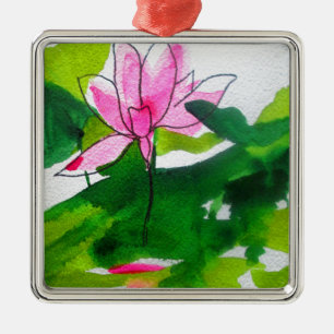 Wasserlilie abstrakte Aquarell Blume Silbernes Ornament