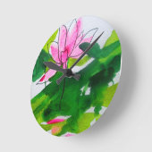 Wasserlilie abstrakte Aquarellkunst Blume Runde Wanduhr (Winkel)