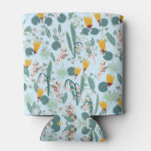 Wasserlilie Blooms Garden Pattern Blue Dosenkühler (Rückseite)