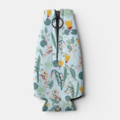 Wasserlilie Blooms Garden Pattern Blue Flaschenkühler (Rückseite)