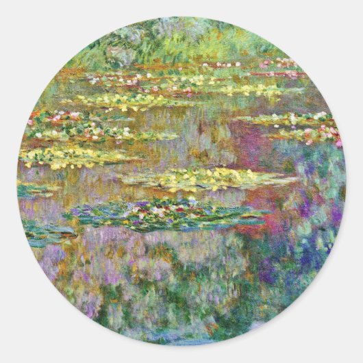 Wasserlilie Blume Claude Monet Frische Kunst Runder Aufkleber (Vorderseite)