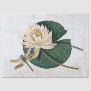 Wasserlilie Blume Dragonfly Decoupage Vintag Blau Seidenpapier