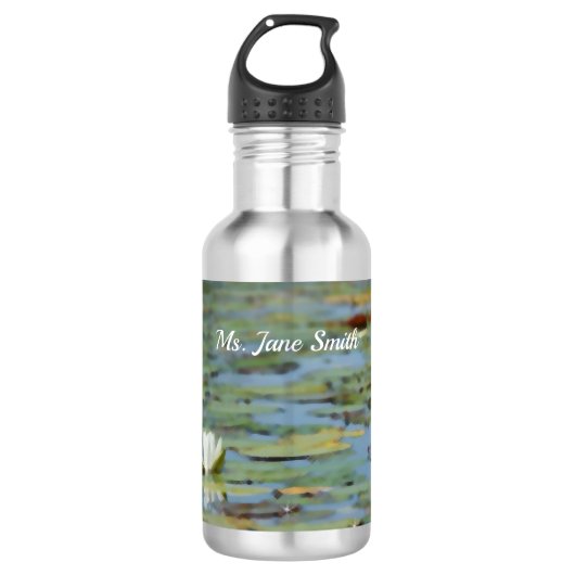 Wasserlilie Blume Wasserfarbene Flasche Wasser Edelstahlflasche (Vorderseite)