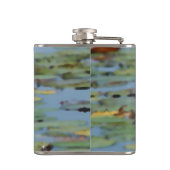 Wasserlilie Blume Wasserfarbener Flasche Flachmann (Rückseite)
