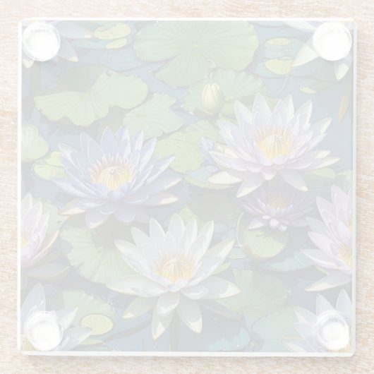 Wasserlilie lebendige Blume Glasuntersetzer (Rückseite)