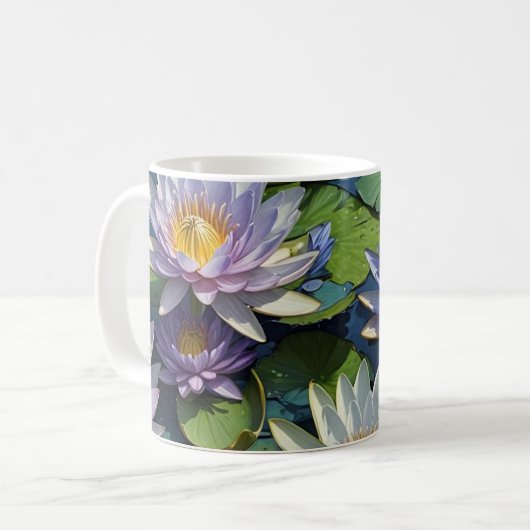 Wasserlilie lebendige Blume Kaffeetasse (Vorderseite Links)