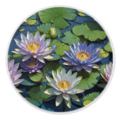 Wasserlilie lebendige Blume Keramikknauf (Vorderseite)