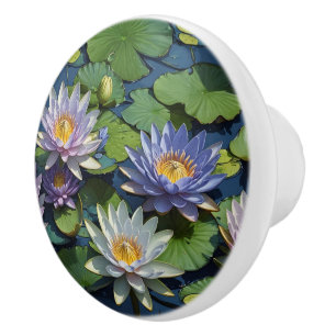 Wasserlilie lebendige Blume Keramikknauf