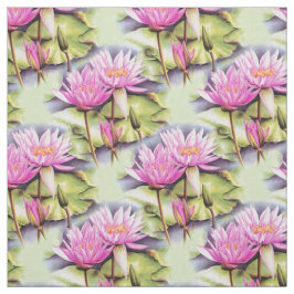 Wasserlilie lilypads rosa Aquarellstoffe Stoff