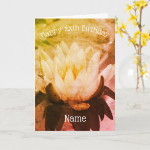 Wasserlilie Lotus floral Art Personalisiert Geburt Karte