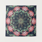 Wasserlilie Mandala Wandteppich (Vorderseite (Horizontal))