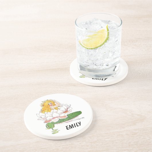 Wasserlilie Niedliche Blume Kind Blumenmaus Mädche Getränkeuntersetzer (Seite)