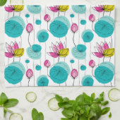 Wasserlilie Pads Blume kühl leuchtende Farbtöne Geschirrtuch (Gefaltet)