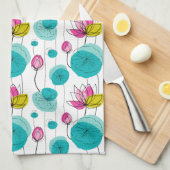 Wasserlilie Pads Blume kühl leuchtende Farbtöne Geschirrtuch (Viertel Falte)