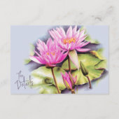 Wasserlilie Rosa Aquarellfarben Hochzeitsdetails Begleitkarte (Rückseite)