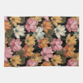 Wasserlilie Rosa Gelb auf schwarz Geschirrtuch (Horizontal)